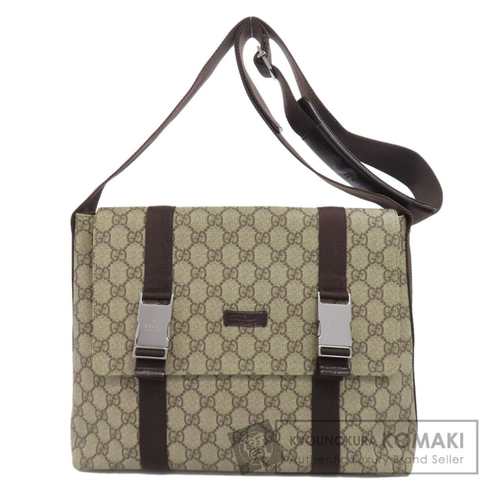 Gucci GG Supreme double buckle flap messenger bag monogram Brown